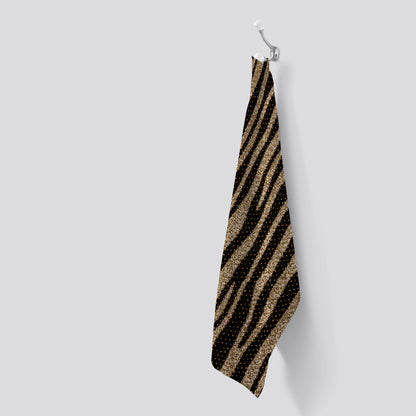 Golden Zebra Print Tea Towel