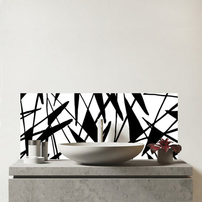 Brush Abstract Pattern Glass Bathroom Splashback