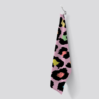 Pink Leopard Print Tea Towel