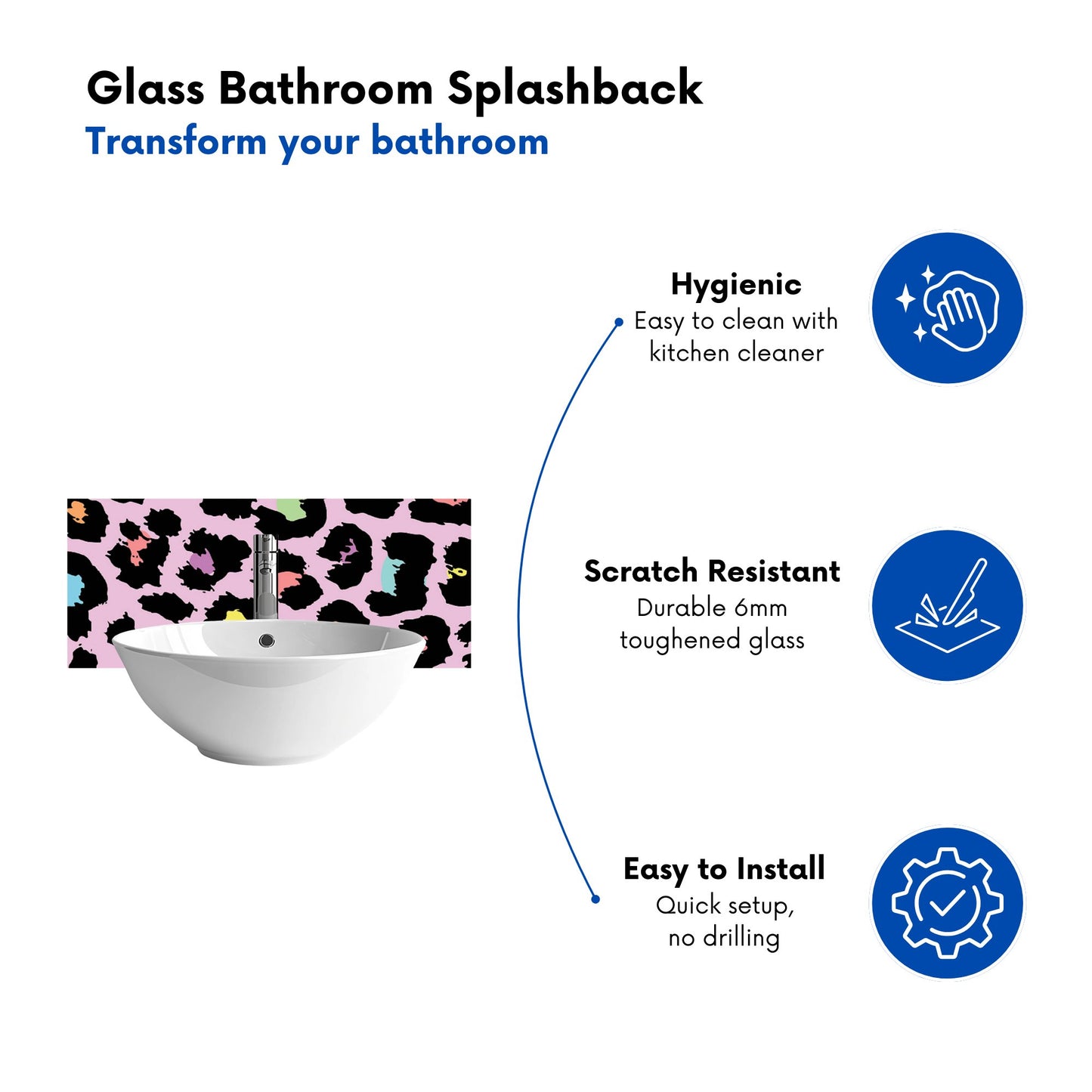 Pink Leopard Print Glass Bathroom Splashback