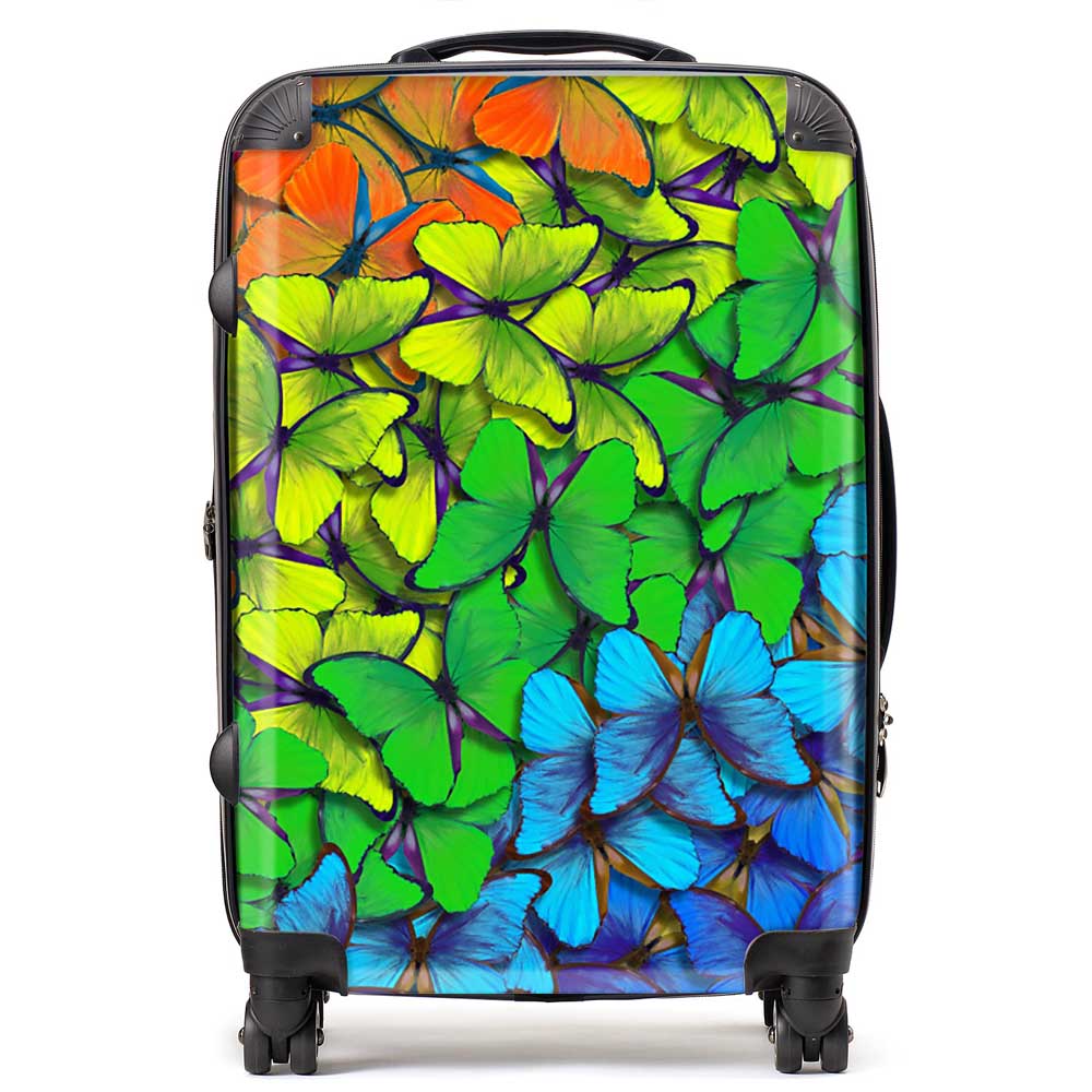 Multicoloured Butterfly Pattern Suitcase