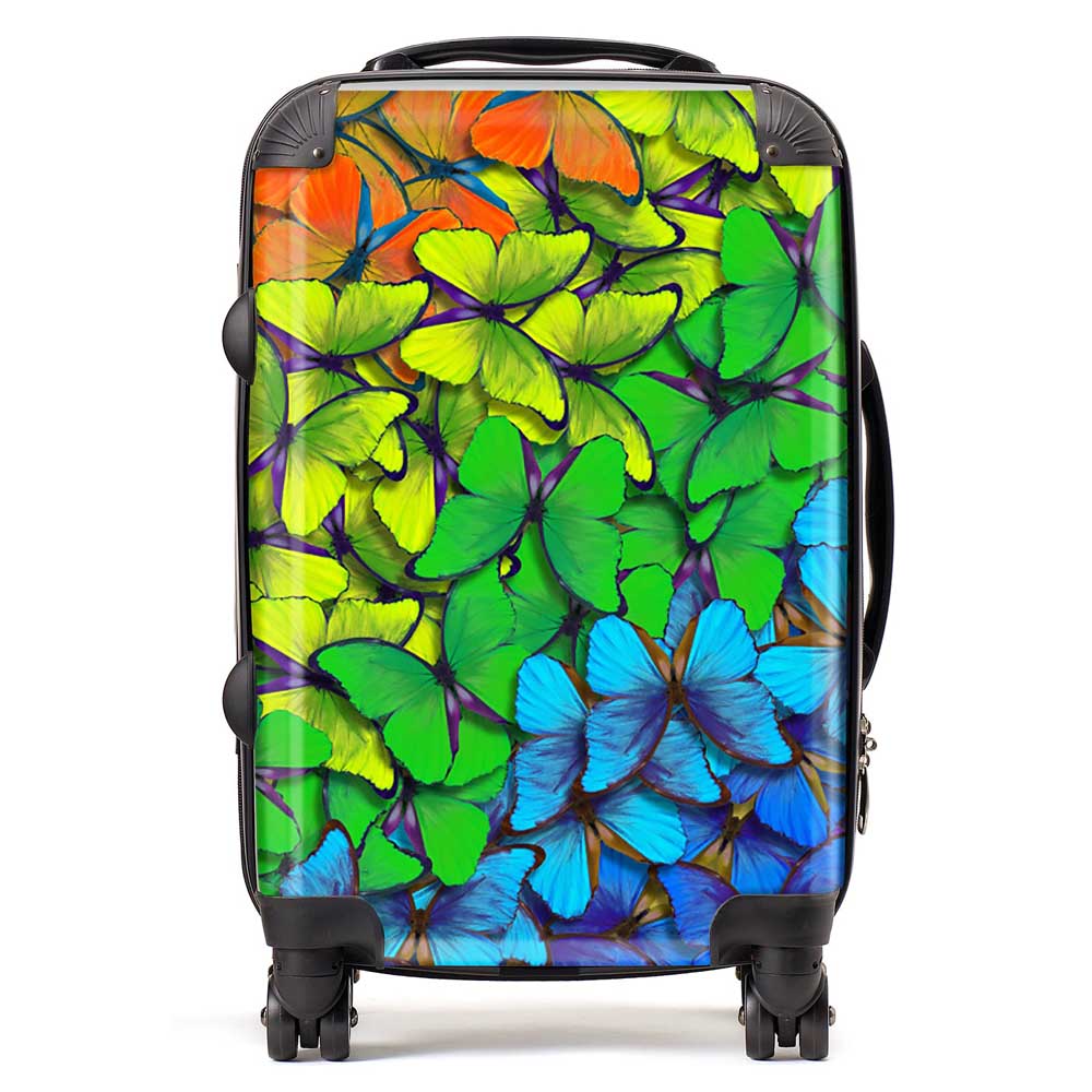 Multicoloured Butterfly Pattern Suitcase