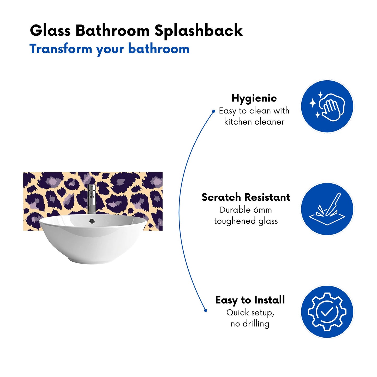 Leopard Print Glass Bathroom Splashback