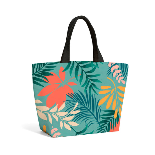 Abstract Bright Tropical Leaves Beach Shopper Tote Bag