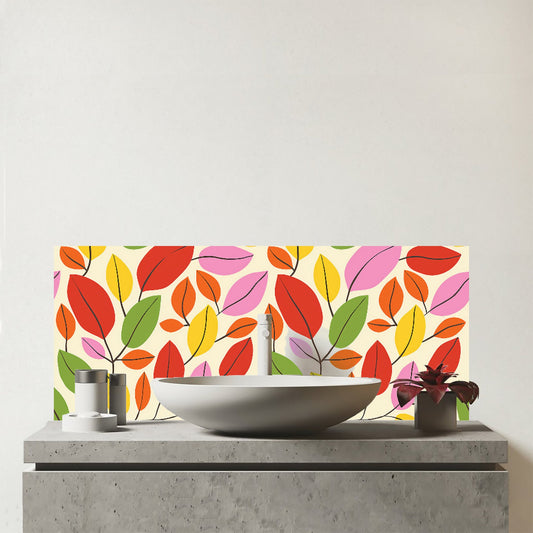 Autumn Leaves Glass Bathroom Splashback