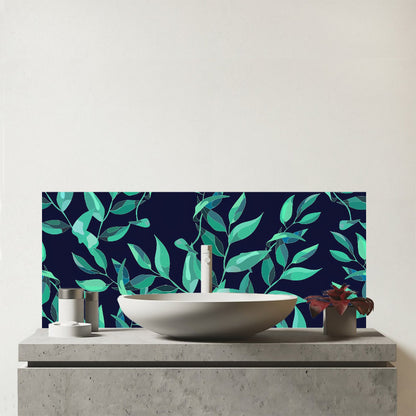 Delicate Green Foliage Glass Bathroom Splashback