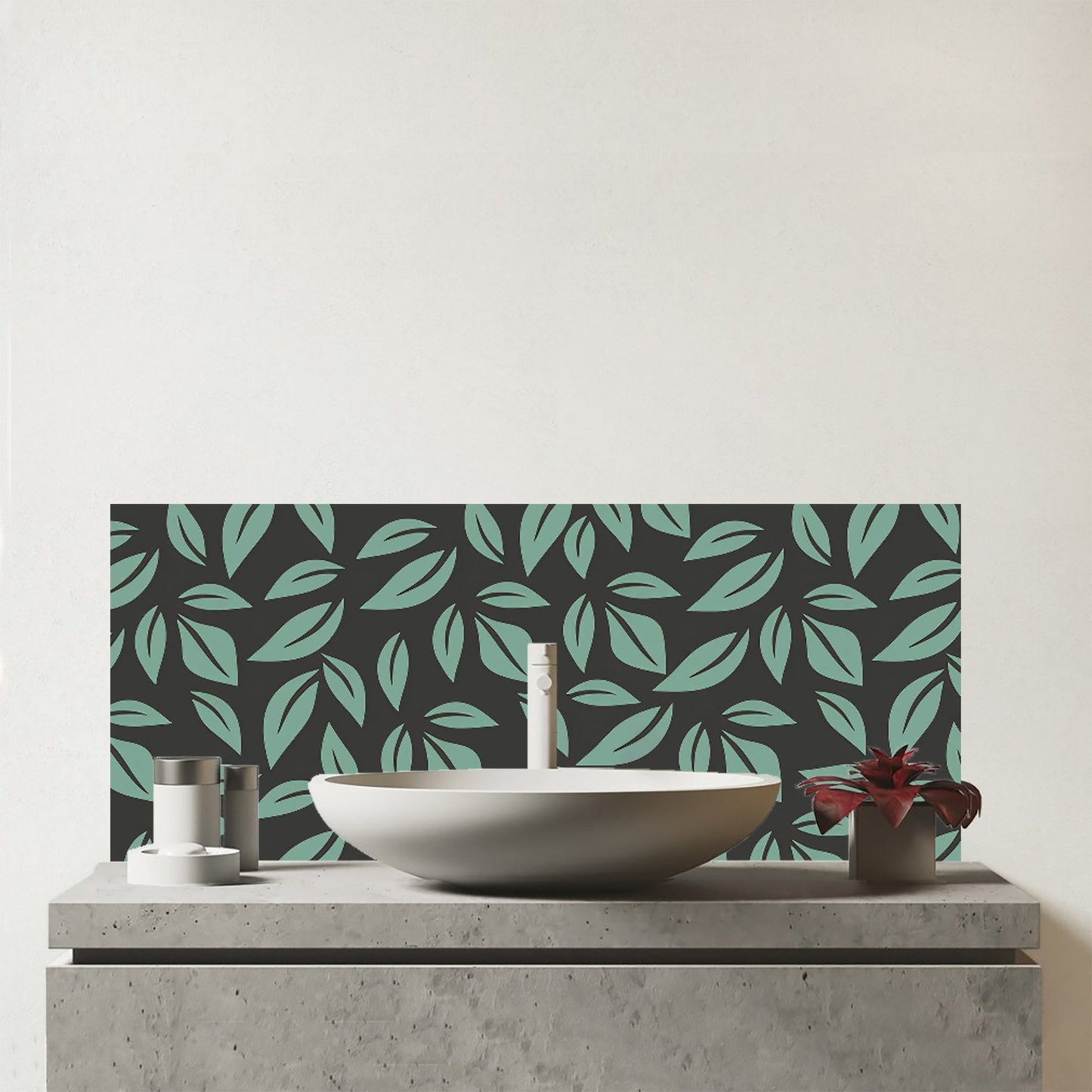 Delicate Leaf Glass Bathroom Splashback