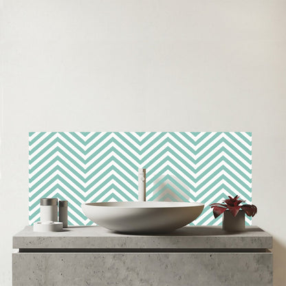 Geometric Chevron Pattern Glass Bathroom Splashback