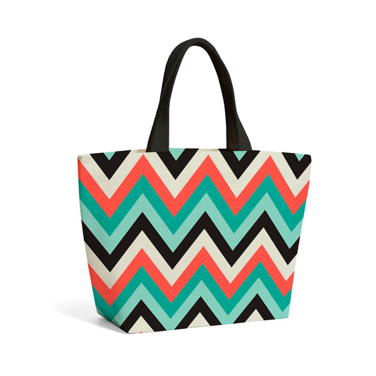 Geometric Colored Chevron Pattern Beach Shopper Tote Bag