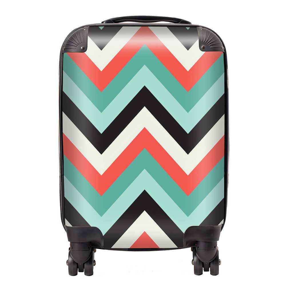 Geometric Colored Chevron Pattern Suitcase