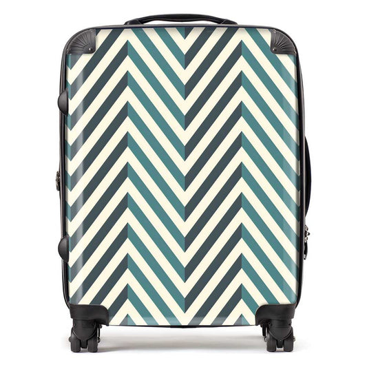 Geometric Herringbone Chevron Blues Suitcase