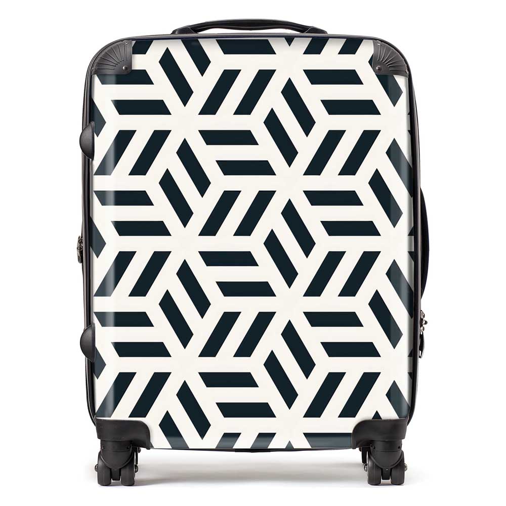 Geometric Monochrome Hexagonal Pattern Suitcase