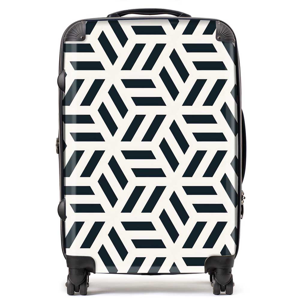 Geometric Monochrome Hexagonal Pattern Suitcase