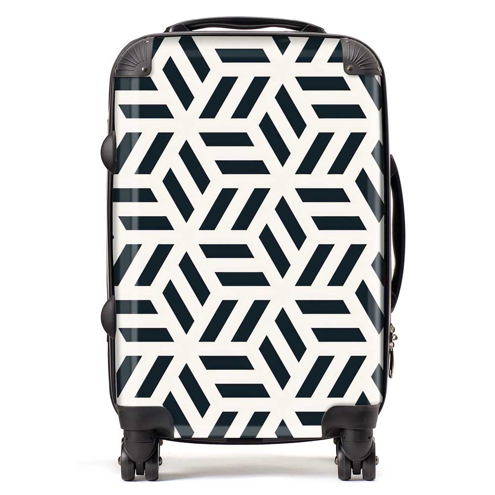 Geometric Monochrome Hexagonal Pattern Suitcase