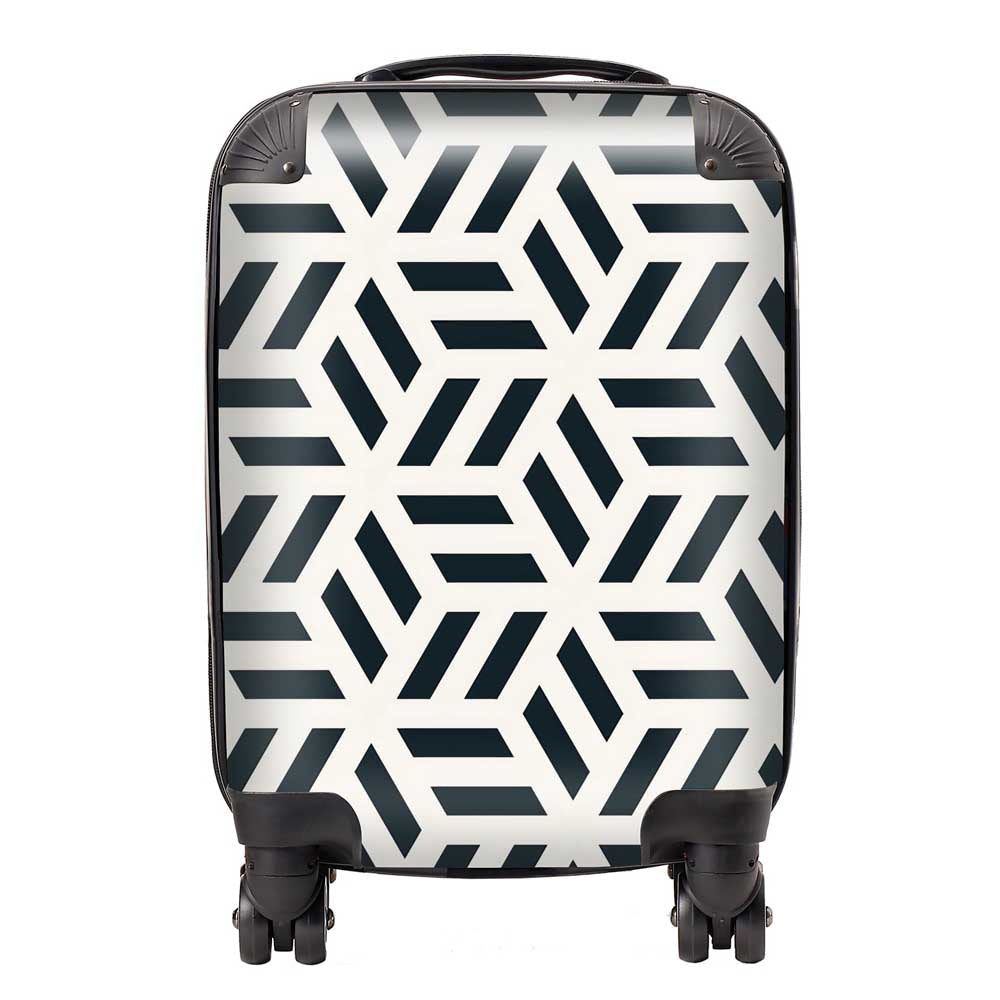 Geometric Monochrome Hexagonal Pattern Suitcase