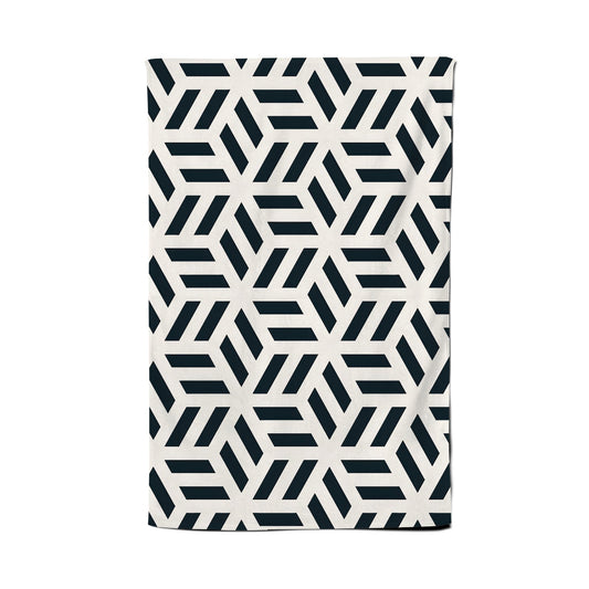 Geometric Monochrome Hexagonal Pattern Tea Towel