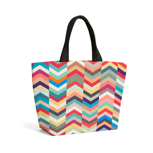 Multi Colored Chevron Pattern Beach Shopper Tote Bag