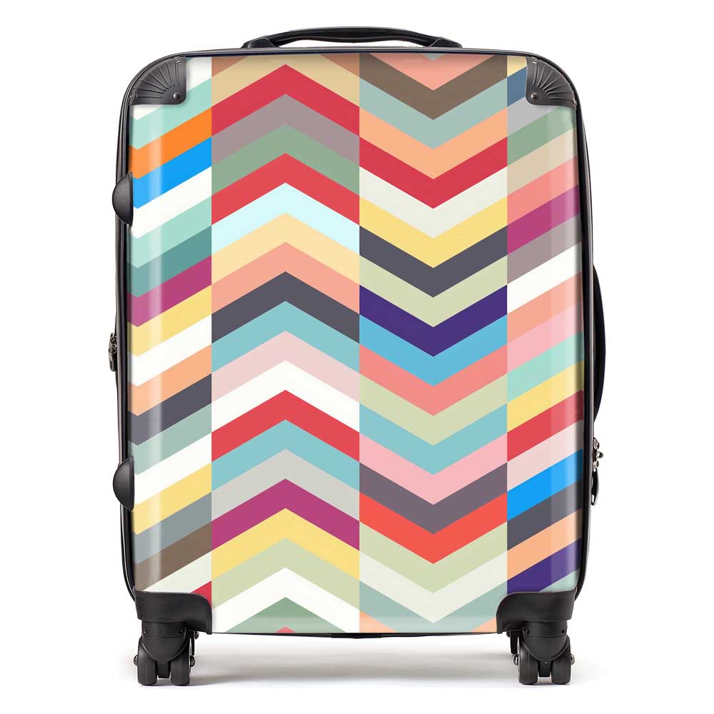 Geometric Multi Colored Chevron Pattern Suitcase