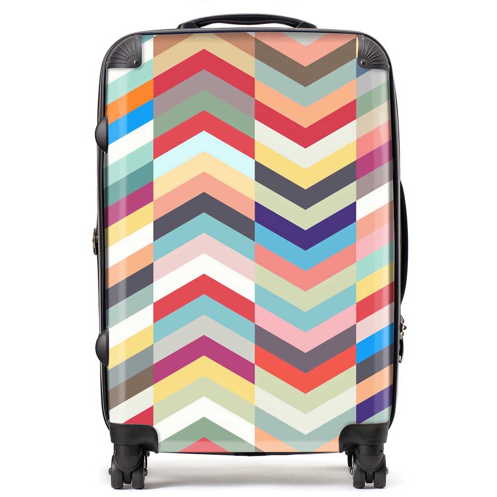 Geometric Multi Colored Chevron Pattern Suitcase