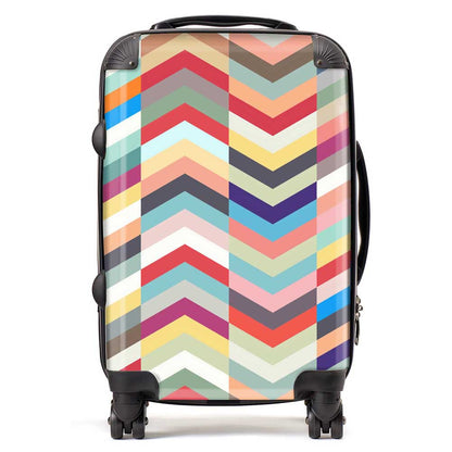 Geometric Multi Colored Chevron Pattern Suitcase