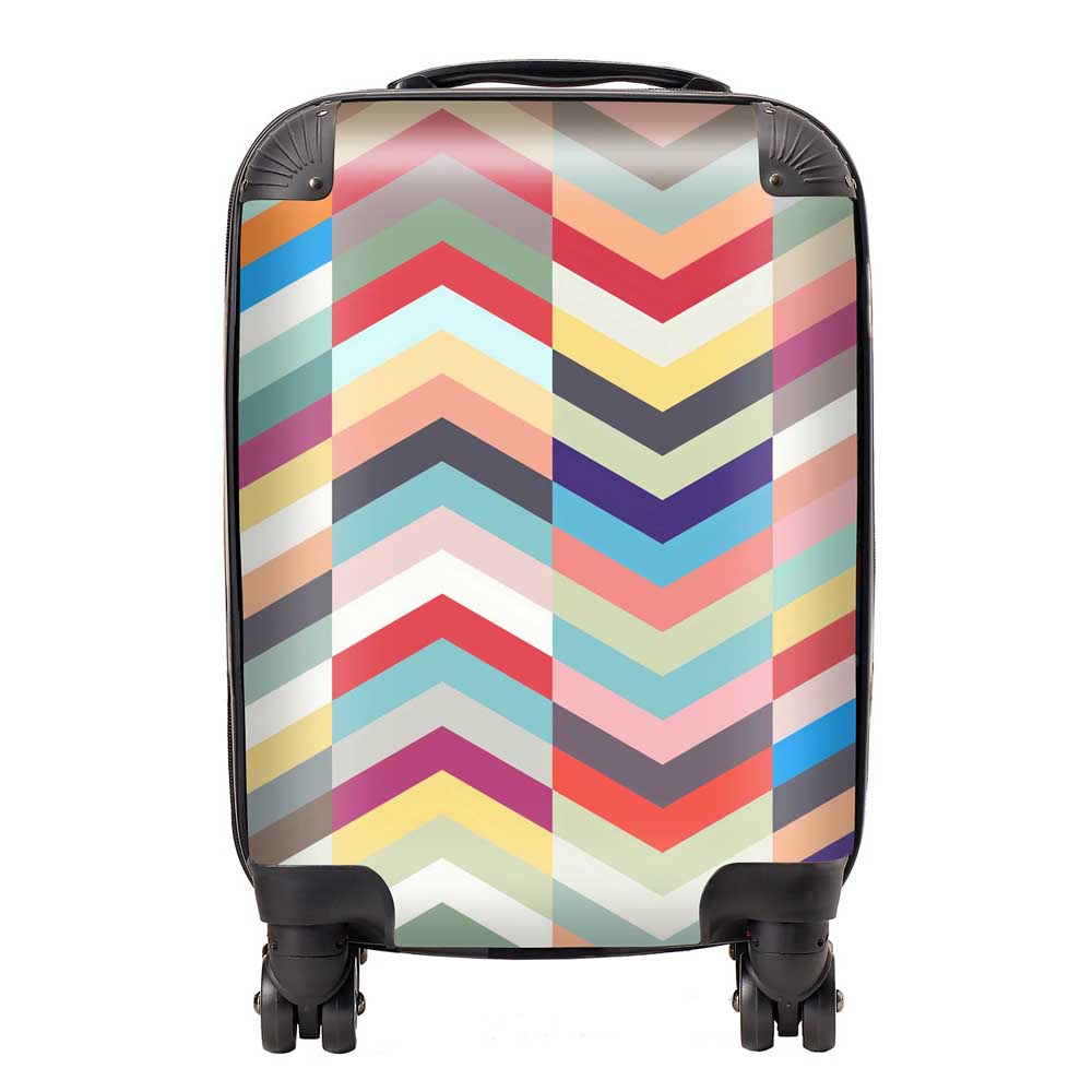 Geometric Multi Colored Chevron Pattern Suitcase