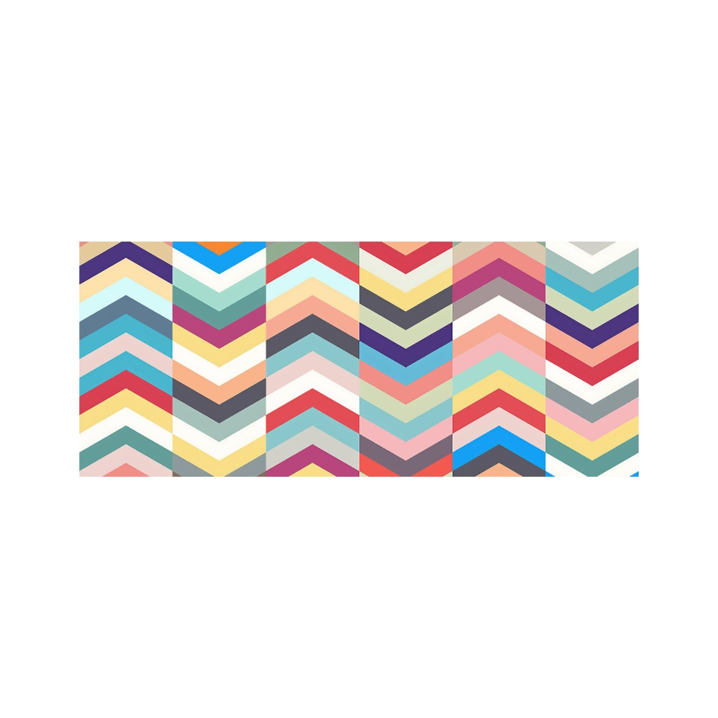 Geometric Multi Colored Chevron Pattern Glass Bathroom Splashback