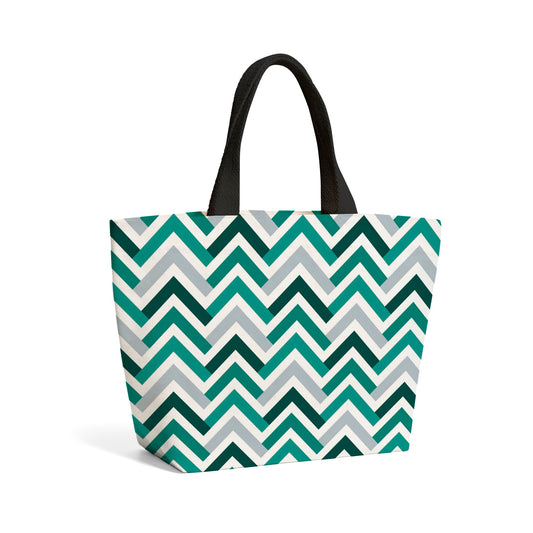 Retro Vintage Colored Chevron Pattern Beach Shopper Tote Bag