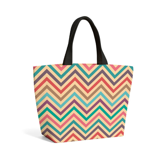 Vintage Colored Chevron Pattern Beach Shopper Tote Bag