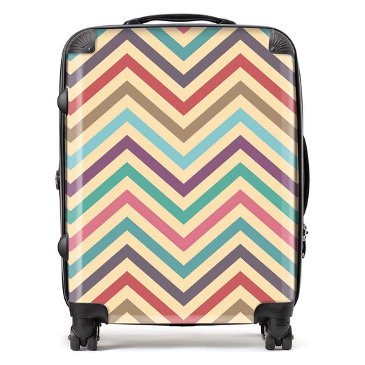 Geometric Vintage Colored Chevron Pattern Suitcase