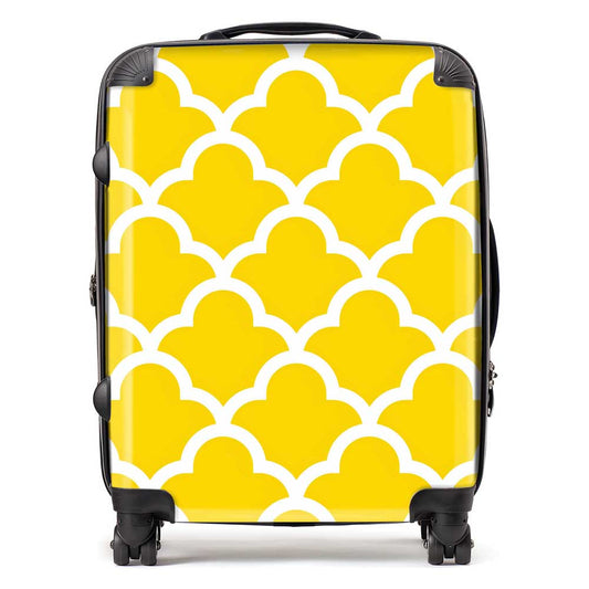 Geometric Yellow Quatrefoil Wave Suitcase