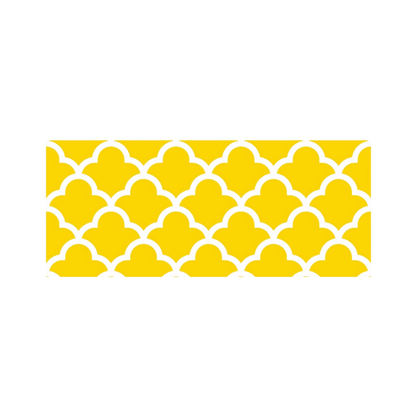 Geometric Yellow Quatrefoil Wave Glass Bathroom Splashback