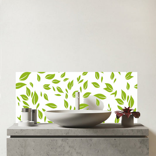 Green Leaves Glass Bathroom Splashback