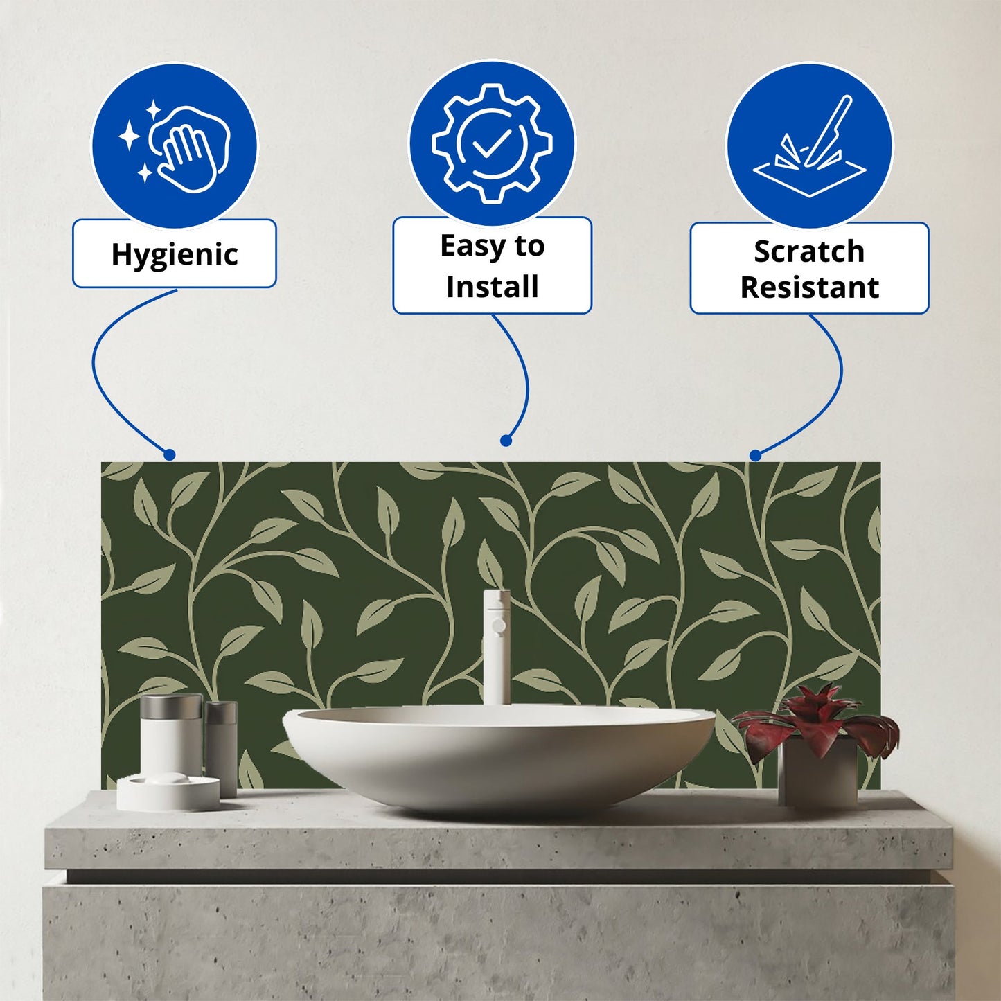 Green Shrub With Leaves Glass Bathroom Splashback