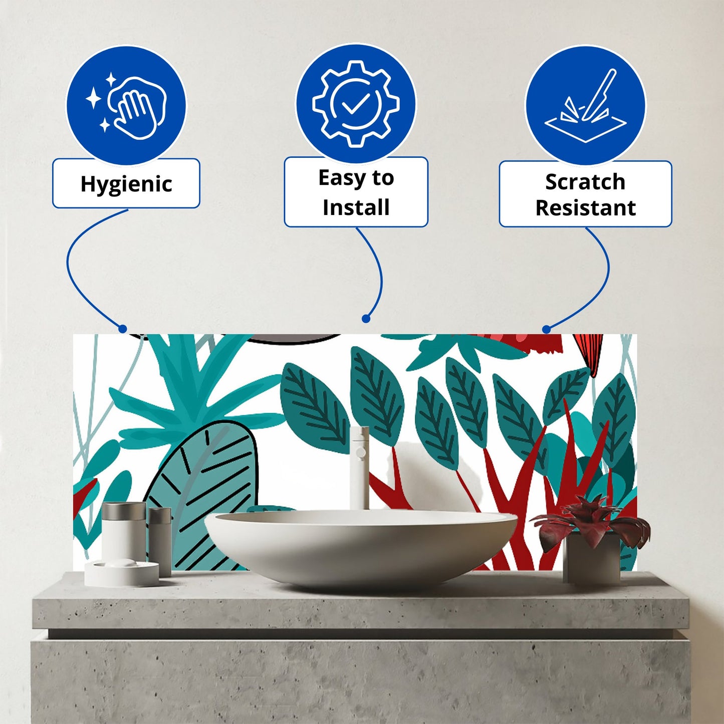 Jungle Exotic Summer Tropical Leaves Glass Bathroom Splashback