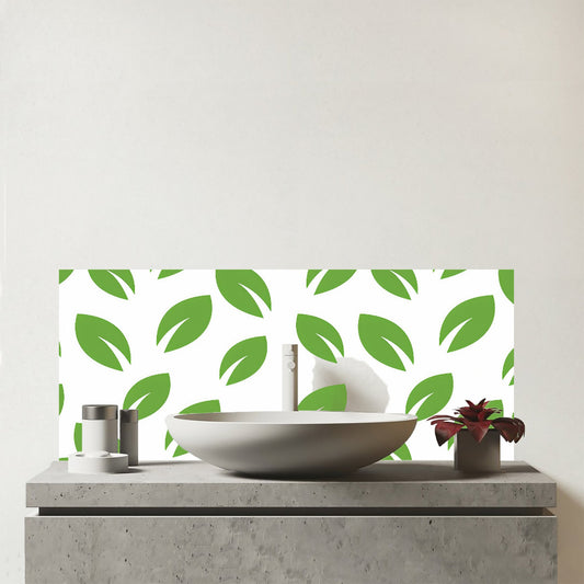 Leaves Pattern Glass Bathroom Splashback