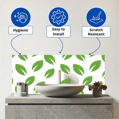 Leaves Pattern Glass Bathroom Splashback