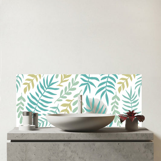 Multicolor Leafs And Branches Glass Bathroom Splashback