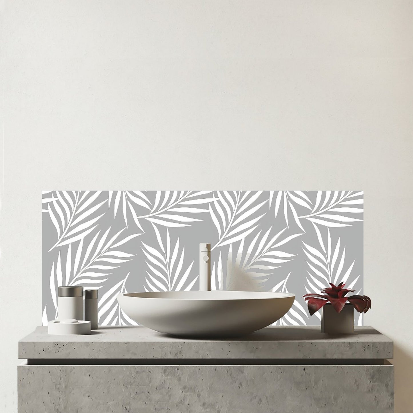 Palm Tree Leaves Glass Bathroom Splashback