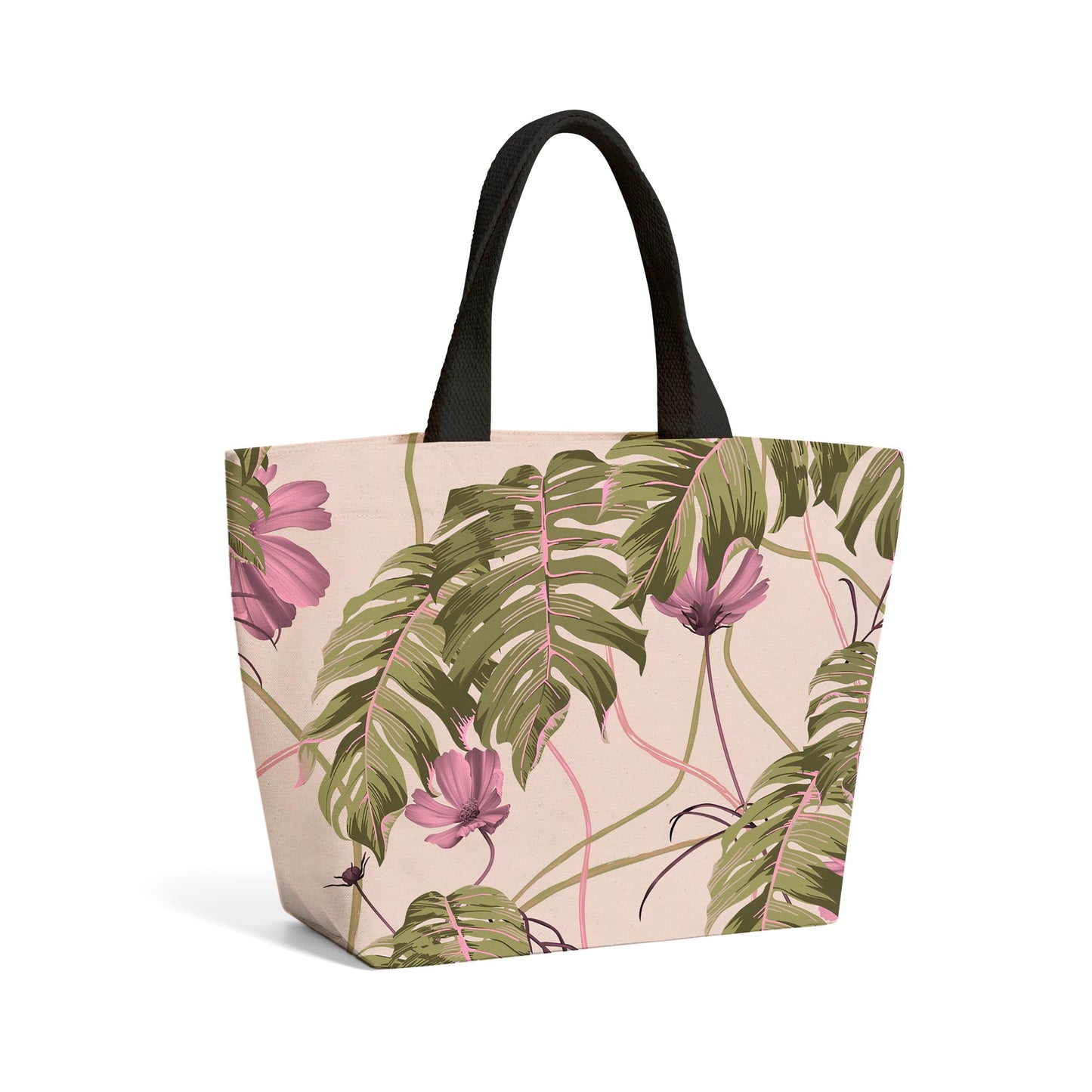 Pink Cosmos Flowers Beach Shopper Tote Bag