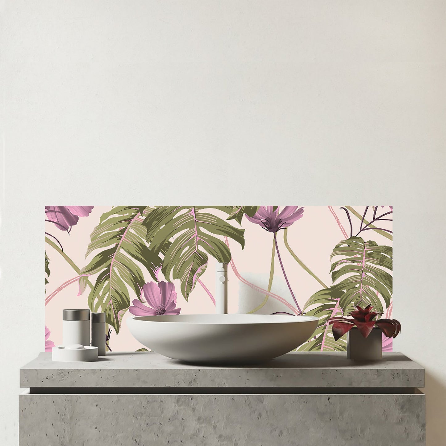 Pink Cosmos Flowers Glass Bathroom Splashback