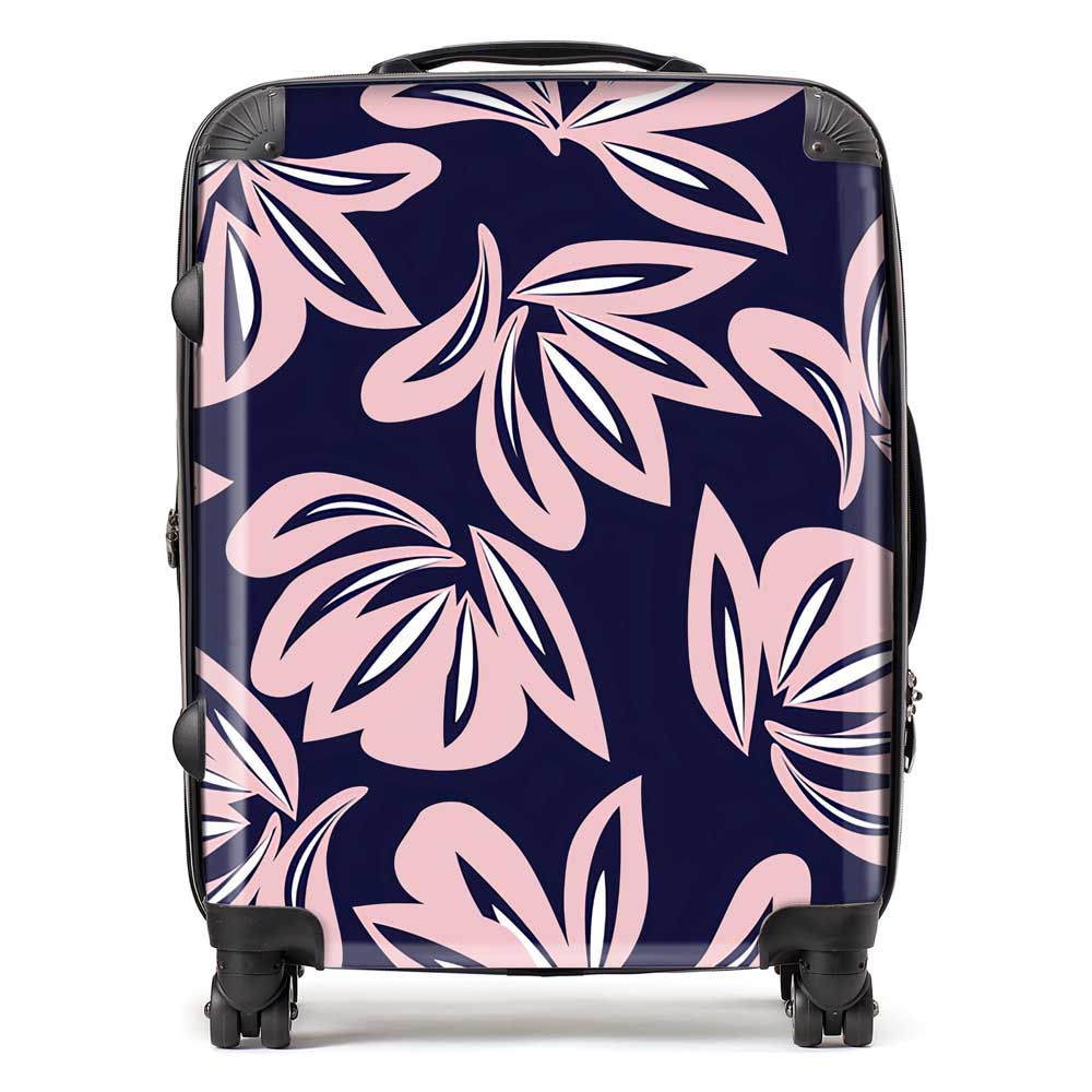 Pink Navy Floral Botanical Pattern Suitcase