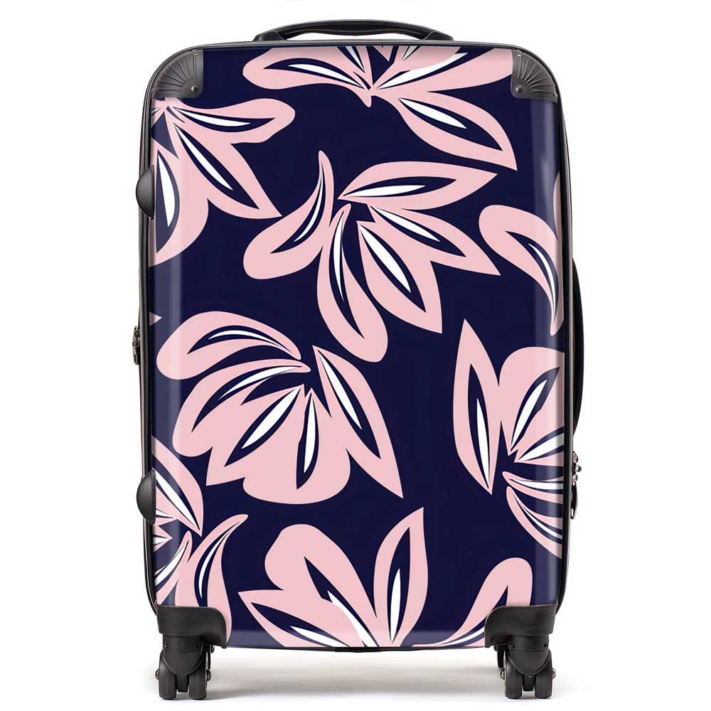 Pink Navy Floral Botanical Pattern Suitcase