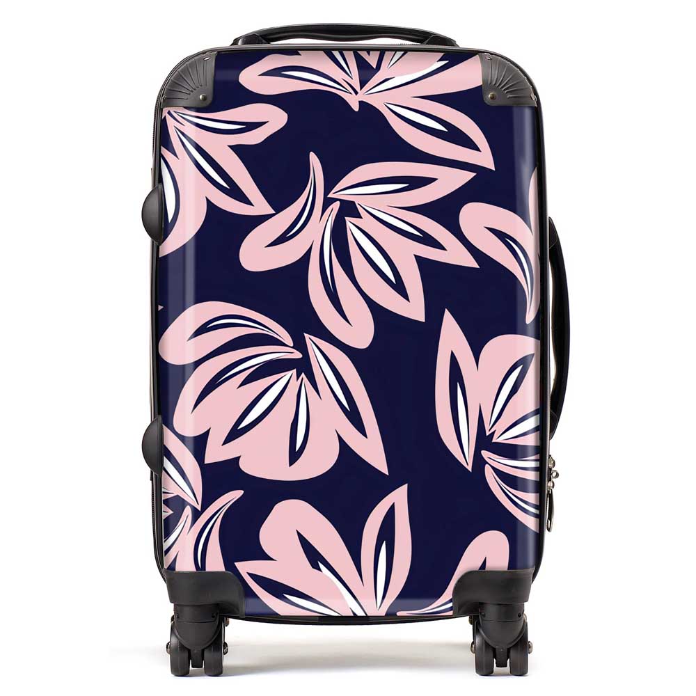 Pink Navy Floral Botanical Pattern Suitcase