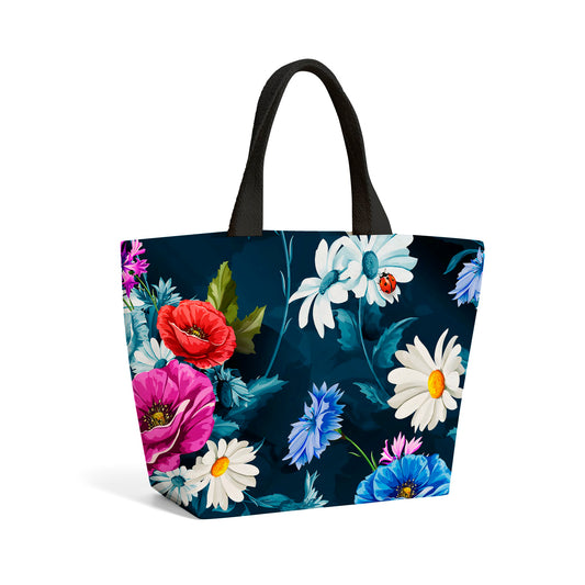 Poppy Flowers With Chamomile Beach Shopper Tote Bag