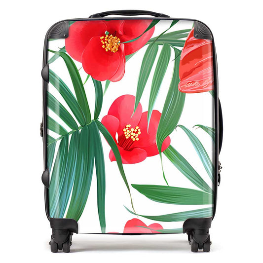 Tropical Flowers And Palm Leaves Hawaiian Suitcase