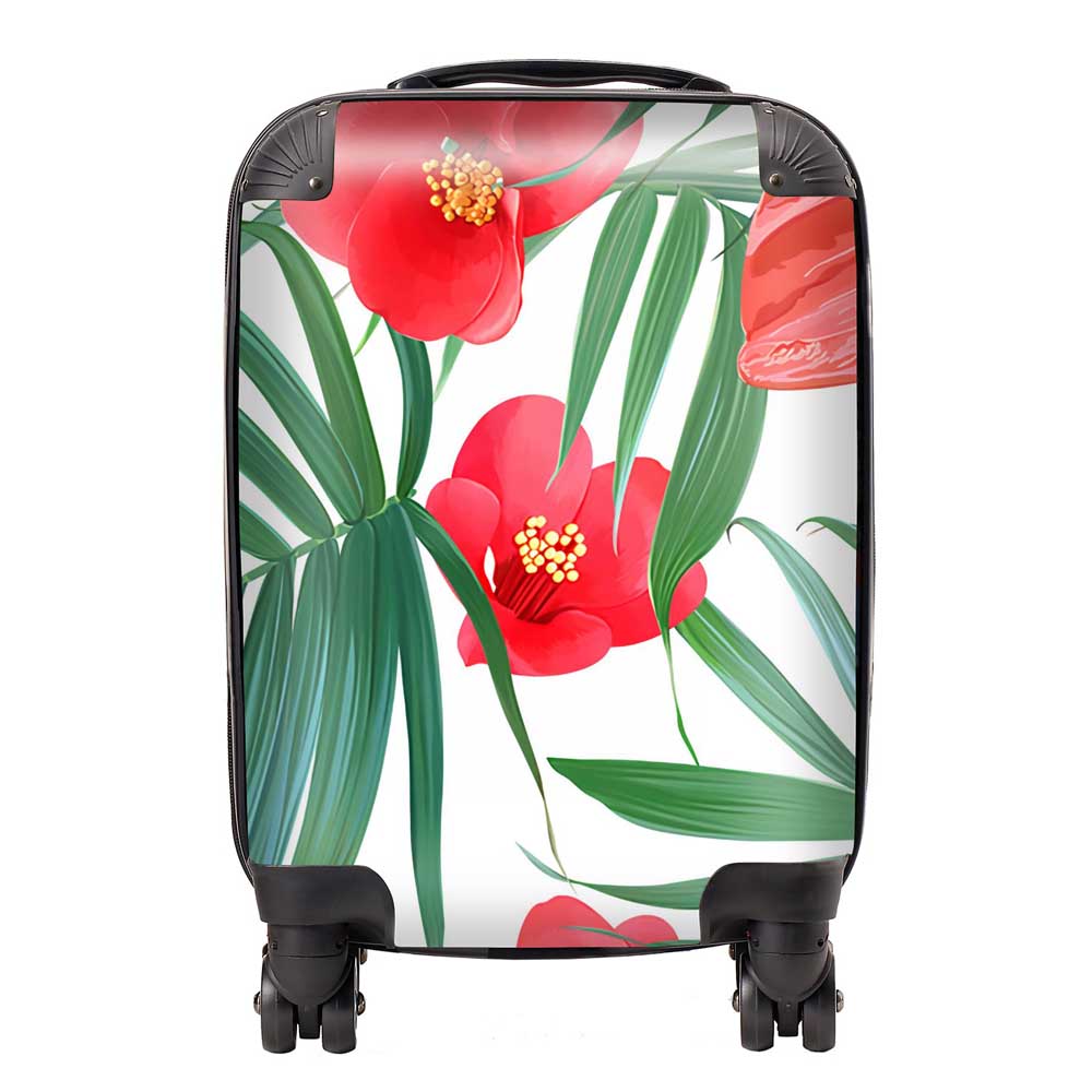 Tropical Flowers And Palm Leaves Hawaiian Suitcase