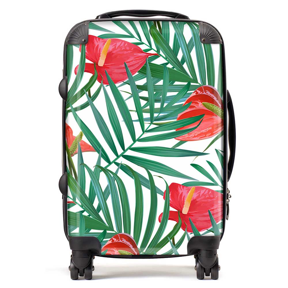 Tropical Flowers And Palm Leaves Suitcase