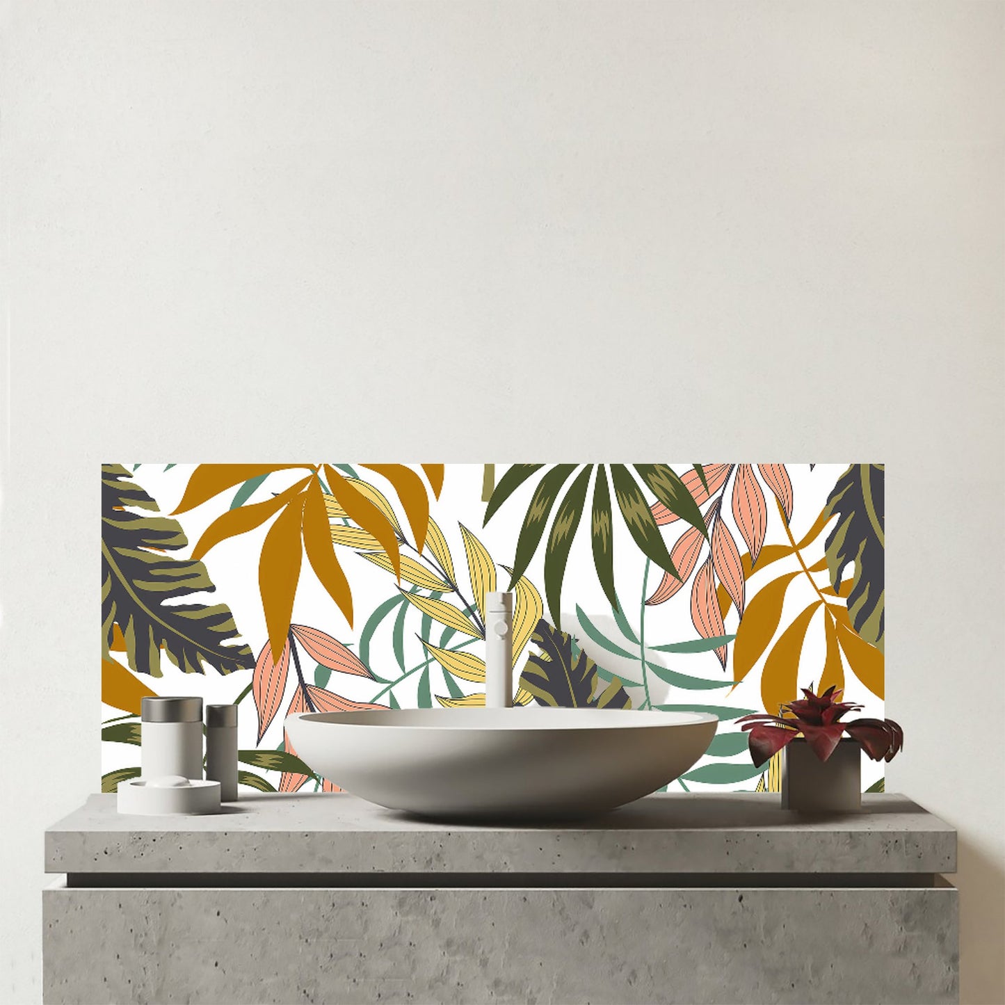 Tropical Leaves Glass Bathroom Splashback