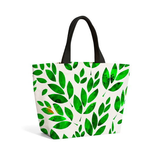 Watercolor Abstract Leaves Beach Shopper Tote Bag