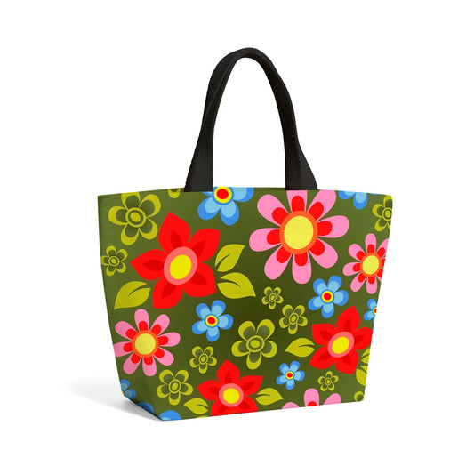 Red And Blue Flowers Beach Shopper Tote Bag